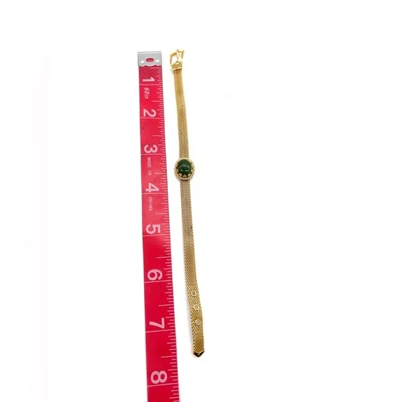 Vintage Jade with Gold Tone Mesh Bracelet - Picture 4 of 4